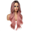 New Products Sell Well In Europe And America Women'S Fashion Lotus Root Pink Color Gradual Change Long Curly Hair High Temperature Silk Head Cover